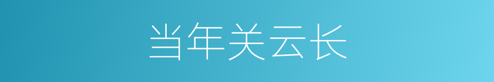 当年关云长的同义词