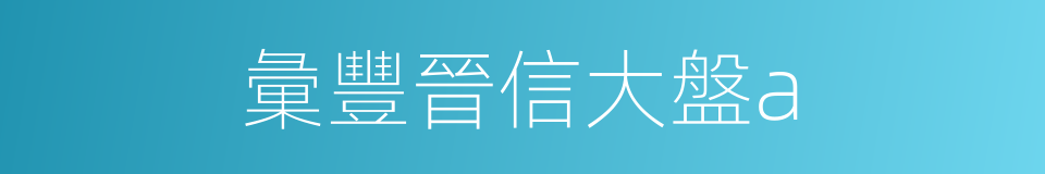 彙豐晉信大盤a的同義詞