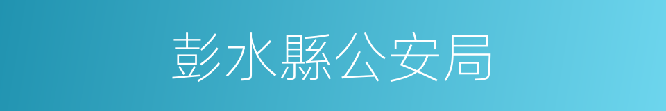 彭水縣公安局的同義詞