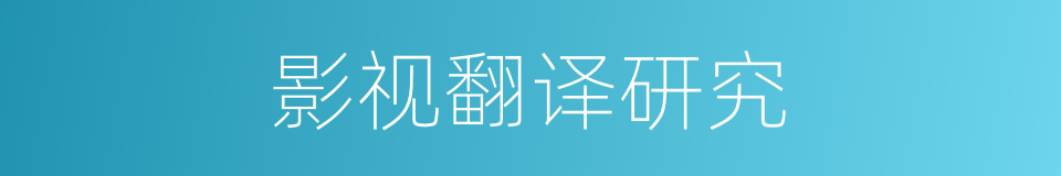 影视翻译研究的同义词