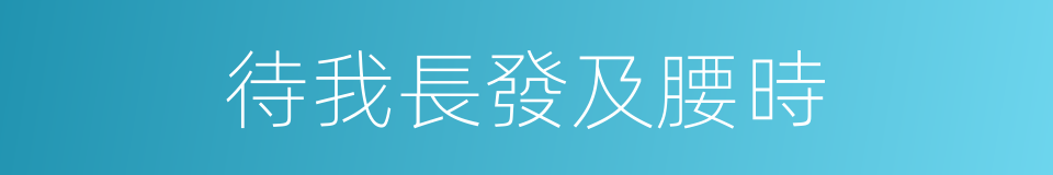 待我長發及腰時的同義詞