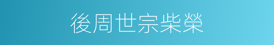 後周世宗柴榮的同義詞
