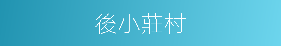 後小莊村的同義詞