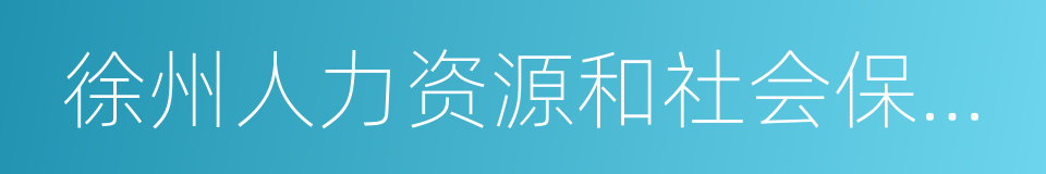 徐州人力资源和社会保障网的同义词