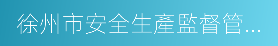 徐州市安全生產監督管理局的同義詞