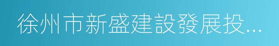 徐州市新盛建設發展投資有限公司的同義詞