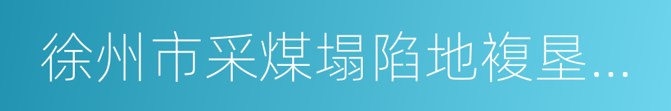 徐州市采煤塌陷地複垦条例的同义词