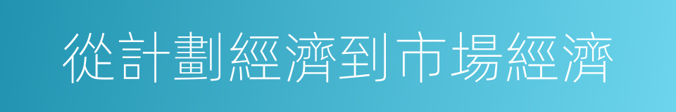 從計劃經濟到市場經濟的同義詞