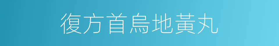 復方首烏地黃丸的同義詞