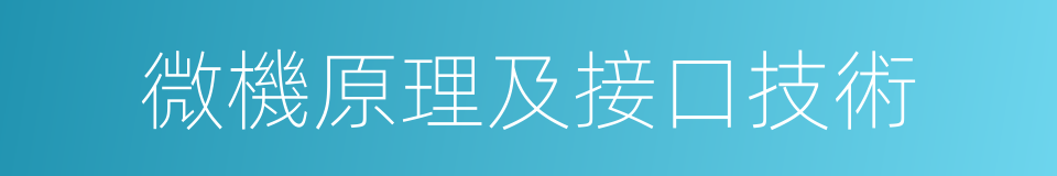 微機原理及接口技術的同義詞