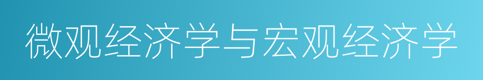 微观经济学与宏观经济学的同义词