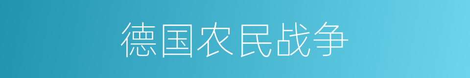 德国农民战争的意思