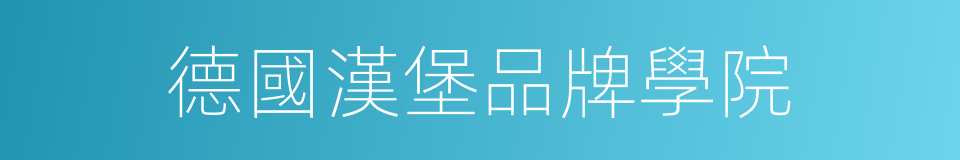 德國漢堡品牌學院的同義詞