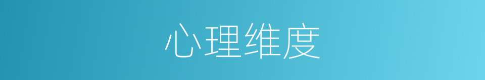 心理维度的意思