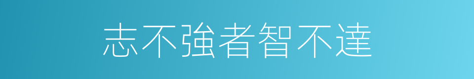 志不強者智不達的意思