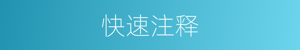 快速注释的意思