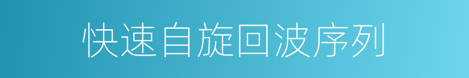 快速自旋回波序列的同义词