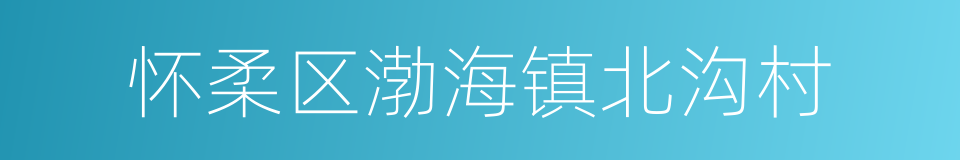 怀柔区渤海镇北沟村的同义词