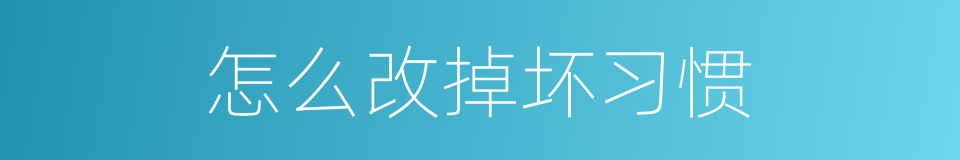 怎么改掉坏习惯的同义词