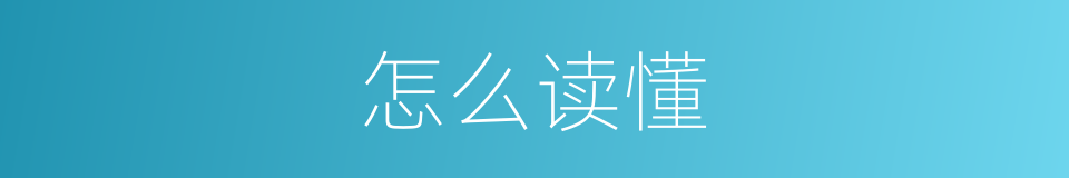 怎么读懂的意思