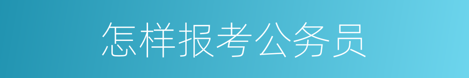 怎样报考公务员的意思