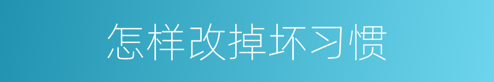 怎样改掉坏习惯的同义词