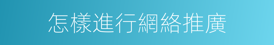 怎樣進行網絡推廣的同義詞