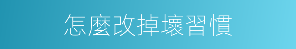 怎麼改掉壞習慣的同義詞