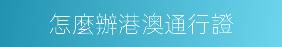 怎麼辦港澳通行證的同義詞