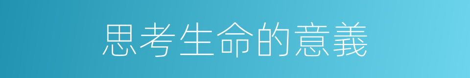 思考生命的意義的同義詞