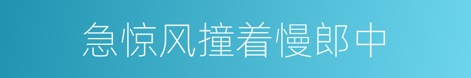 急惊风撞着慢郎中的意思
