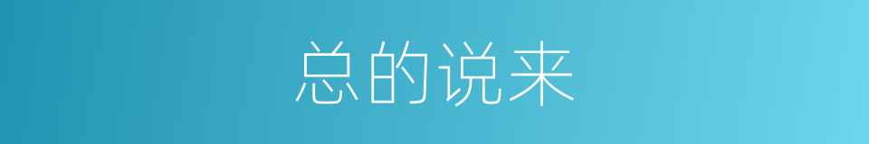 总的说来的意思
