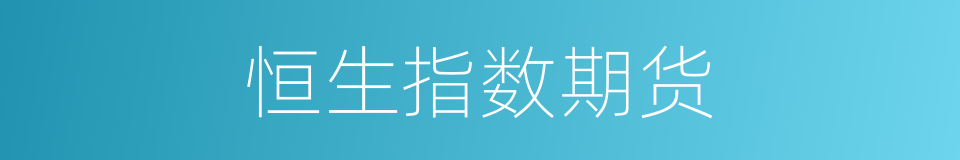 恒生指数期货的同义词