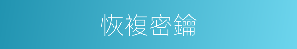 恢複密鑰的同義詞