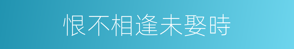 恨不相逢未娶時的同義詞