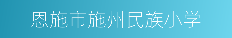 恩施市施州民族小学的同义词