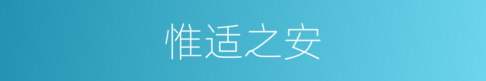 惟适之安的意思