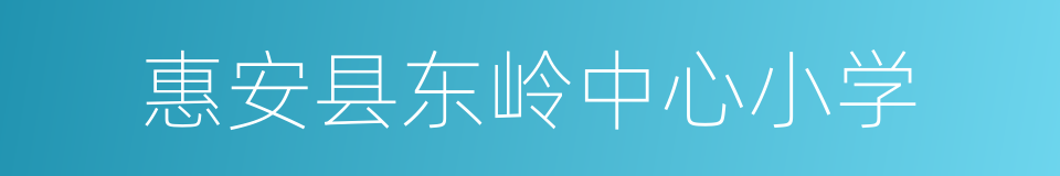 惠安县东岭中心小学的同义词