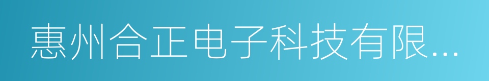 惠州合正电子科技有限公司的同义词