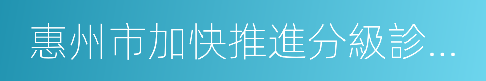 惠州市加快推進分級診療制度建設實施方案的同義詞