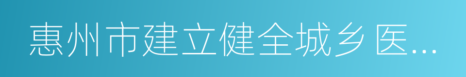 惠州市建立健全城乡医疗保险机制实施方案的同义词