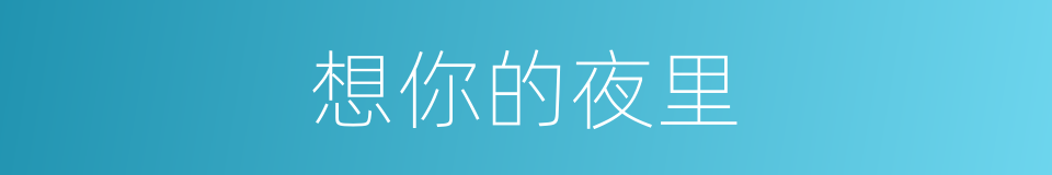 想你的夜里的同义词