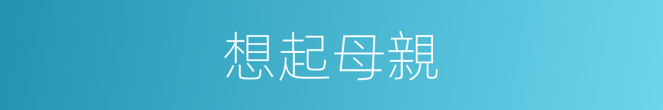 想起母親的同義詞