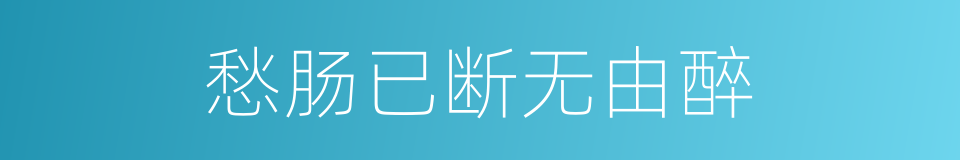 愁肠已断无由醉的同义词