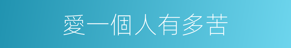 愛一個人有多苦的同義詞