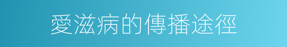 愛滋病的傳播途徑的同義詞
