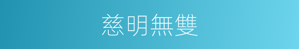 慈明無雙的意思