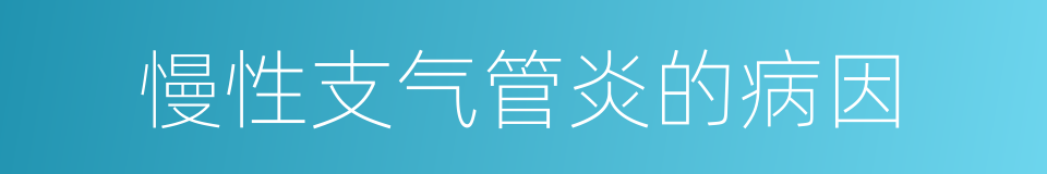 慢性支气管炎的病因的同义词