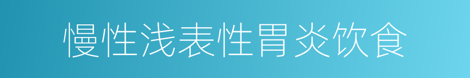 慢性浅表性胃炎饮食的同义词