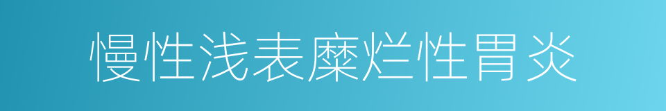 慢性浅表糜烂性胃炎的同义词